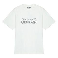 a white t - shirt with the words new balance running club in black on it