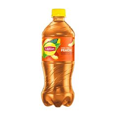 a bottle of lemon peach flavored water on a white background with clippings