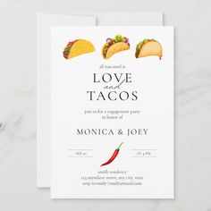 a wedding card with tacos on it