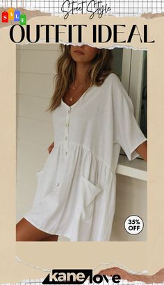 Loose-button Cotton Slub Beach Cover-up Summer Buttoned Tops For Loungewear, Summer Tops With Buttons For Loungewear, Relaxed Summer Top With Buttons, Relaxed Beach Tops With Pockets, Beach Covers, Elevate Your Style, Your Style, Cover Up, Street Style