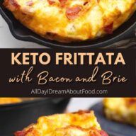 Keto Frittata with Bacon and Brie Keto Brie, Bacon And Brie, Keto Frittata, Bacon Brie, Keto Bacon, Cheese Burger, Low Carb Breakfast Recipes, Carb Free