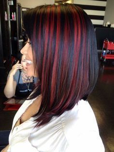 Pelo Color Borgoña, Peekaboo Highlights, Black Hair With Highlights, Red Hair Color, New Hair Colors