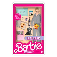 the barbie doll is dressed in grey clothing and holding a bottle of wine while standing next to a black cat