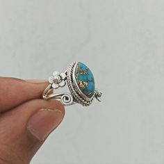 Turquoise Ring, Handmade Ring, 925 Solid Sterling Silver Ring, Silver Turquoise Ring, Silver Ring, Rings for Women, Copper Turquoise Ring by SilverDynasty on Etsy https://www.etsy.com/listing/642429780/turquoise-ring-handmade-ring-925-solid Gem Studio, Fun Rings, Butterfly Angel, Silver Turquoise Ring, Country Jewelry, Turquoise Ring Silver, Silver Jewelry Design, Copper Turquoise, Western Jewelry