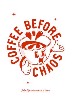 coffee before chaos logo with thumbs up