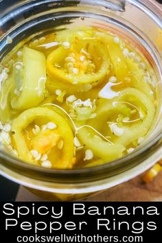 Pepper rings in a jar Canned Banana Pepper Recipe, Spicy Banana Pepper Recipes, Canning Banana Peppers Rings, Pickled Hot Banana Peppers, Banana Pepper Canning Recipes, Spicy Pickled Banana Peppers, Banana Peppers, Pickled Whole Banana Peppers Recipe Canning