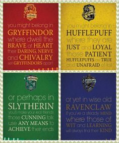 four harry potter quotes are shown in different colors and font on the same wallpaper