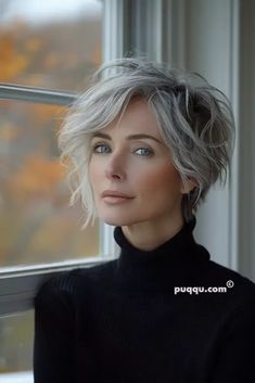 Cute Pixie Haircuts - Trendy Hairstyles - Pixie Haircut - Short Haircut Girl Wavy Long Pixie, Real Short Hair, Wavy Hair For Men, Wispy Pixie, Grey Hairstyle, Haircut Gray Hair