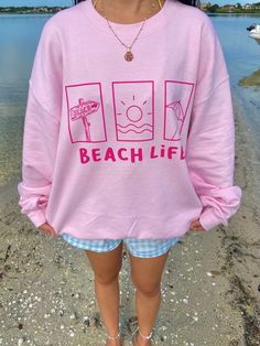 beach life sweatshirt, beach symbols icons, sunset hoodie, oversized hoodie, woman hoodie, aesthetic clothes, trendy clothes, VSCO hoodie Hi, welcome to CCAPPARELTX! If you are looking for trendy lifestyle apparel for your best moments in life, then you have come to the right place. You can find comfortable and casual clothing that you can CUSTOMIZE, for you and your loved ones. We hope you enjoy your time at our shop, the processing time is currently 1-5 days. If you would like to rush your ord Vsco Graphic Print Sweatshirt For Beach Season, Pink Cotton Sweatshirt For The Beach, Pink Sweatshirt For Summer Vacation, Casual Pink Beach Sweatshirt, Pink Summer Vacation Sweatshirt, Oversized Graphic Print Sweatshirt For Beach Season, Vsco Relaxed Fit Sweatshirt For Vacation, Vsco Letter Print Sweatshirt For Beach, Relaxed Fit Vsco Sweatshirt For Vacation