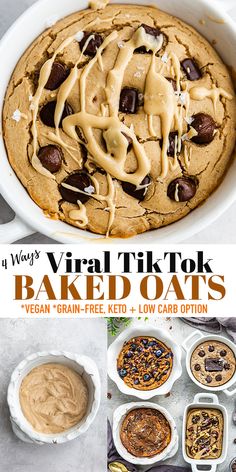 the cover of a cookbook with an image of baked oats and other desserts