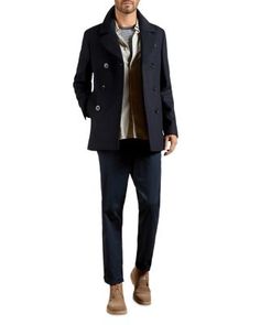 Outerwear Aesthetic, Peacoat Men, Bruce Wayne, Men's Coats & Jackets, Pea Coat, Mens Casual Outfits, Style Guide, Mens Coats, Ted Baker