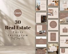 the real estate instagram is displayed with brown and white photoshopped on it