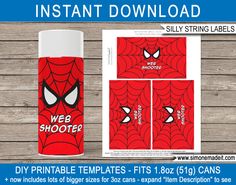 spider - man web shooter water bottle label template