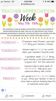 the teacher appreciation week poster is displayed on an iphone screen, with text below it