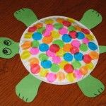 a paper plate with a turtle made out of gummy balls on top of it