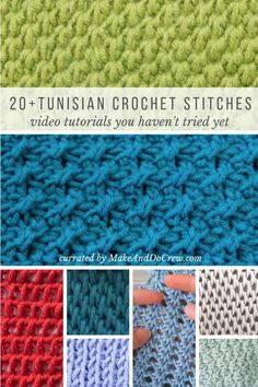 the crochet stitchs video instructions are shown in several different colors and sizes