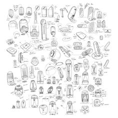 an image of kitchen utensils drawn in black and white