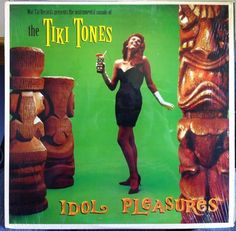 an advertisement for the tiki tones featuring a woman holding a glass in her hand