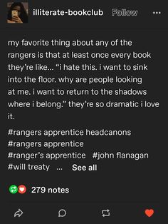 the text on the phone reads, my favorite thing about any of the rangers is that last once every book they like