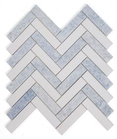 Thassos White & Azul Celeste ( Blue ) Herringbone 1X4 Mosaic Polished Sample Stone Tilezz Blue Herringbone Tile, Thassos Marble, Tile Accent Wall, Herringbone Backsplash, Kitchen Backsplash Designs, Wall Exterior, Herringbone Tile, Marble Mosaic Tiles