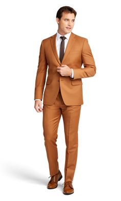 Orange Suit For Men, Rust Orange Suit, Groom Idea, Office Wear Outfit, Notch Lapel Suit, Lotr Wedding, Male Reference