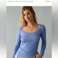 New With Tags. Maeve Long-Sleeve Scoop-Neck Top. Small. Color: Blue Cloud Fitted Seamless Blue Top, Blue Stretch Scoop Neck Top, Blue Scoop Neck Top For Fall, Blue Cotton Candy, Tiered Tops, Grey Turtleneck, Long Sleeve Striped Top, Blue Clouds, Striped Long Sleeve Shirt