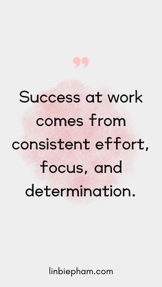 a quote that says success at work comes from constant effort, focus, and determination