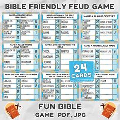 the printable bible friends game is shown with two cards and an envelope for each card