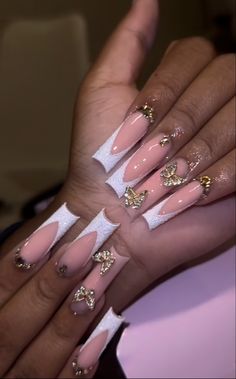 Umbre Nails, Square French Tip, Fye Nails, Red And White Nails, Hoco Nails, Glitter Tips, Designer Nails, Square Nail, Pink Ombre Nails