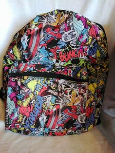 Marvel Comics Super Hero's Backpack Book Bag Pack Avengers Hulk Spiderman Thor. It does have a front zip pocket. The corners to the front pocket definitely show wear...see pictures. All zippers work well. Adjustable straps. Condition is "Pre-owned". Shipped with USPS Priority Mail. Multicolor Character Print Backpack, Multicolor Character Print Bags For Back To School, Back To School Multicolor Character Print Bags, Back To School Multicolor Bags With Character Print, Themed Multicolor Character Print Bags, Themed Multicolor Bags With Character Print, Multicolor Character Print Standard Backpack, Themed Multicolor Standard Backpack, Themed Multicolor Backpack