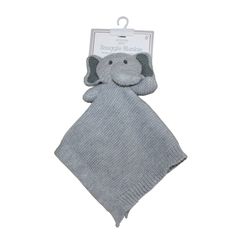 an elephant shaped blanket with a tag on it