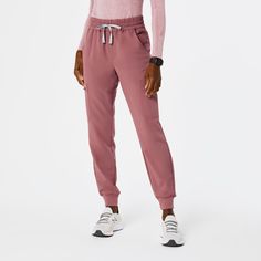 Official FIGS® Scrubs. Ridiculously Soft Scrubs Designed Just For You. Get Free Shipping On Orders $50+! | FIGS Womens Mauve High Waisted Uman Relaxed - Petite Jogger Scrub Pants Pink Fig Scrubs, Scrubs Jogger Pants, Fig Scrubs Women, Figs Underscrub, Scrub Joggers Figs, Vest Layering, Figs Scrubs, Lab Coats, Nike Tennis Dress