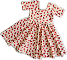 Red Cotton Dress With Cherry Print, Red Short Sleeve Dress For Playtime, Playful White Fitted Twirl Dress, Playful Fitted White Twirl Dress, Casual Red Short Sleeve Dresses, Cute Red Twirl Dress For Summer, Playful Red Twirl Dress For Summer, Girls Chambray Dress, Girls Tennis Skirt