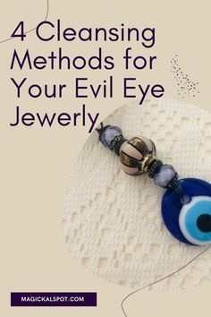 an evil eye necklace with the words 4 cleaning method for your evil eye jewelry