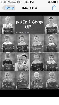 black and white photo of children holding up signs with the words when i grow up