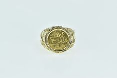 14K 1989 1/20th Oz Chinese Panda Coin Ring Size 10.25 Yellow Gold *Weight: 7.1g *Composition: 14k Gold Marked *Condition: Estate:Good *Ring Size: 10.25 *Era: Vintage *Notes: The coin is composed of 0.999 gold Estimated Retail Replacement Value: $2,099.99 Please note: Unless otherwise noted, our items are solid gold (i.e. if it is listed as 14K Gold, it means it is solid 14K, not gold plated). Where applicable, all diamonds are graded according to GIA grading standards, the diamonds are NOT enhanced, unless noted. All gemstone weights are approximations based on measurements using industry accepted standards. *The ruler used measures in both centimeters and inches, with centimeters being closest to the item or closest to the top of the image.   *EM100250* [CTXF] Collectible 14k Yellow Gold Signet Ring, 14k Gold Signet Ring Fine Jewelry For Collectors, Hallmarked Yellow Gold Engraved Collectible Ring, 14k Yellow Gold Jewelry With Certificate Of Authenticity, 14k Gold Round Jewelry With Certificate Of Authenticity, Round 14k Gold Jewelry With Certificate Of Authenticity, 14k Gold Jewelry With Certificate Of Authenticity, Gold Round Signet Ring Collectible, Yellow Gold Rings Stamped 14k For Collectors