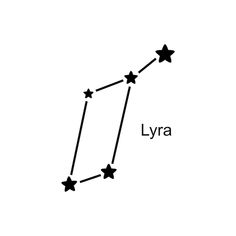 the lyra star map is shown in black and white, with stars on it