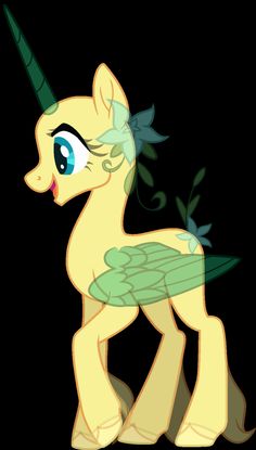 a little pony that is standing in the dark with leaves on it's tail