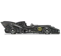 the batman car is drawn in black and yellow