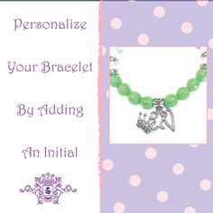 "Fairy Charm Bracelet, Tinkerbell Bracelet, Beaded Bracelet, Stretchy Jewelry, Bubblegum Bracelet, Fairy Themed Gifts, Girl's Birthday Gifts This precious fairy charm bracelet is lightweight and stretchy-- just perfect for a little girl's birthday or holiday gift. Personalize this bracelet with an initial to make it extra special. INCLUDES: 🌸 One teal-green and white beaded stretchy fairy charm bracelet {or your chosen color} 🌸 Packaged in a clear sleeve inside an organza bag with your gift ta Themed Green Beaded Bracelets For Gifts, Themed Personalized Beaded Bracelets For Birthday, Personalized Themed Beaded Bracelets For Birthday, Themed Green Beaded Bracelets As Gift, Green Themed Beaded Bracelets As Gifts, Green Themed Beaded Bracelets, Adjustable Charm Bracelet With Round Beads For Birthday, Adjustable Beaded Charm Bracelet For Birthday, Adjustable Whimsical Green Bracelets