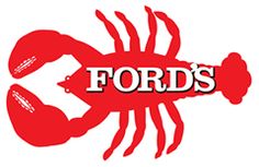 a red crab with the words ford's on it is in front of a white background