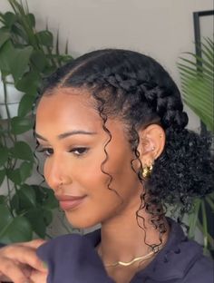 Hairstyle Ideas For Short Curly Hair Black Women, Curly Hairstyles Biracial Hair, Hairstyles For A Tea Party, Country Curly Hairstyles, Natural Bridesmaids Hairstyles, Hair Braid Into Ponytail, Two Twist Hairstyles, Low Manipulating Curly Hair Styles, Short Coily Hair Styles