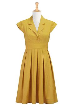 eShakti Retro poplin shirtdress (going to make some of these if I get a sewing machine for Christmas!) Design Your Own Dress, Loden Green, Shirt Dress Style, Poplin Dress, Dresses Women, Mellow Yellow, Ladies Dress Design, Custom Dresses