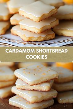 several different types of shortbread cookies stacked on top of each other