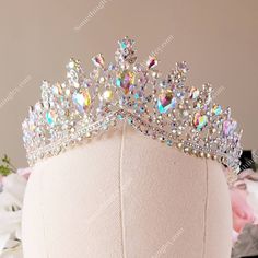 Crown Set Multi Color 2.5 Queen Crown Silver With A/B Crystals Quince Crown Pageant Crown Wedding Crown Debutante Crown - Etsy Coronas Aesthetic, Woman With Crown, Quinceanera Crowns, Crown Pageant, Crown Women, Quinceanera Jewelry, Princess Crowns