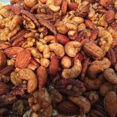 a pile of nuts sitting on top of a table