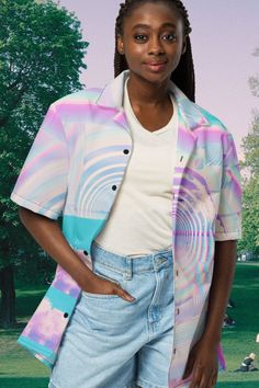 Vaporwave Pastel Button up Shirt Pixel Art Cloud Shirt Button Down Trippy Summer Top Psychedelic Holiday Clothes - Etsy Slovakia Multicolor Buttoned Tops For Summer, Multicolor Hawaiian Shirt With Buttons For Summer, Trendy Collared Camp Shirt For Spring, Fitted Button-up Hawaiian Shirt For Spring, Fitted Hawaiian Button-up Shirt For Spring, Fitted Spring Hawaiian Button-up Shirt, Multicolor Collared Hawaiian Shirt For Spring, Spring Multicolor Collared Hawaiian Shirt, Relaxed Fit Graphic Print Button-up Blouse