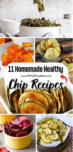 vegetable chips made with healthy kale or beetroot and zucchini and sweet potato and many more Healthy Chips Recipe, Chip Recipes, Potato Chip Recipes, Homemade Chips