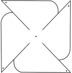 a square shaped object with two intersecting lines in the middle and one diagonal line at the bottom