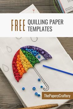 an umbrella made out of paper with the words free quilting paper templates on it